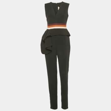 Pre Owned Roksanda Black Crepe Draped Kenzey Jumpsuit S