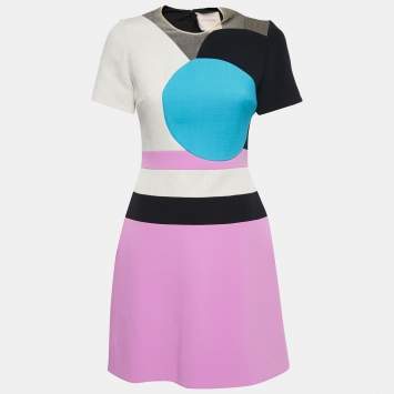 Pre Owned Roksanda Multicolor Crepe Paneled Midi Dress S