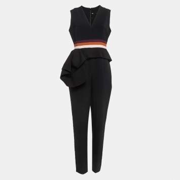 Pre Owned Roksanda Black Crepe Draped Kenzey Jumpsuit M
