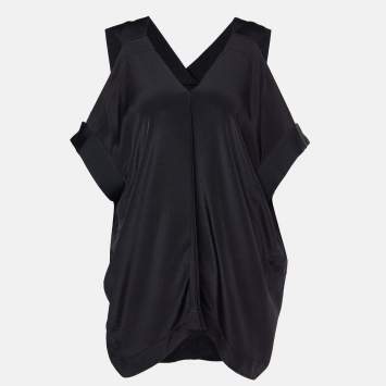 Pre Owned Roland Mouret Black Silk Cut-Out Leo Top M