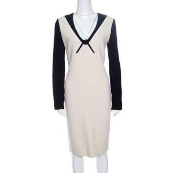 Pre Owned Roland Mouret Colorblock Knit Long Sleeve Kutim Dress L
