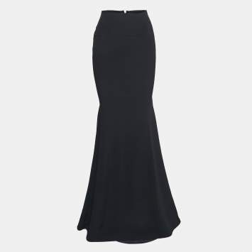 Pre Owned Roland Mouret Black Crepe Aries Mermaid Style Maxi Skirt S