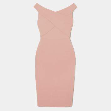 مملوكة مسبقًا Roland Mouret Pink Wool Midi Dress  XL (UK 14)