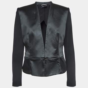 Pre Owned Roland Mouret Black Crepe Open Front Jacket M