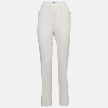 Roland Mouret X Net a Porter Off-White Crepe Straight Leg Trousers M