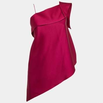 Roland Mouret Purple Crepe Asymmetrical Hem One Shoulder Top M