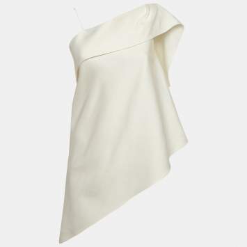 Pre Owned Roland Mouret Purple Satin Asymmetrical Hem One Shoulder Top M