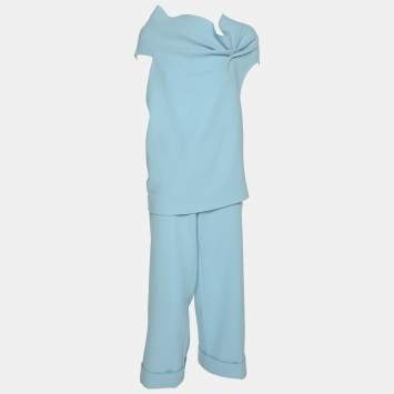 Roland Mouret Light Blue Wool Top and Pants Set M