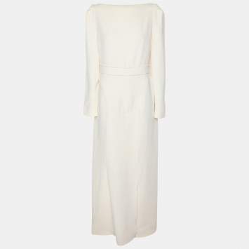 Pre Owned Roland Mouret Cream Crepe Long Sleeve Dress XL