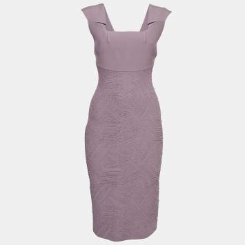 Roland Mouret Purple Textured Knit Sleeveless Bodycon Dress M