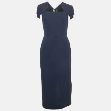 Roland Mouret Blue Wool Sheath Dress M