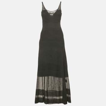 Roland Mouret Black Stretch Knit Flared Maxi Dress M