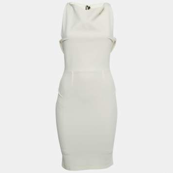 Pre Owned Roland Mouret Beige Crepe Cut-Out Mini Dress S