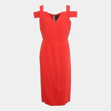 Pre Owned Limited Edition by Roland Mouret Bright Red Stretch Crepe Erskin Dress L