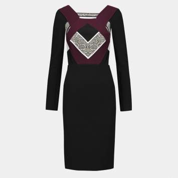 مملوكة مسبقًا Roland Mouret Color Block Textured Crepe Shapur Mini Dress M