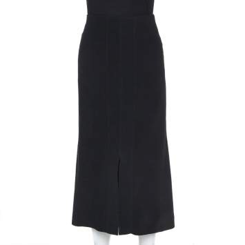 Pre Owned Roland Mouret Black Crepe Slit Detail Skirt XL 
