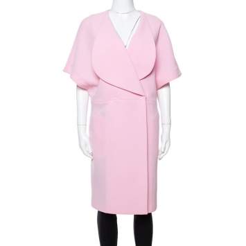 Pre Owned Roland Mouret Light Pink Wool Crepe Palmer Coat M