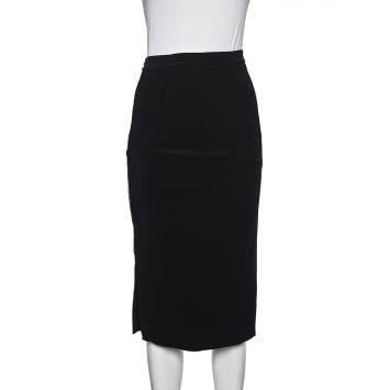 مملوكة مسبقًا Roland Mouret Black Crepe Pencil Skirt M