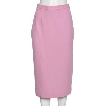 Pre Owned Roland Mouret Lilac Wool Crepe Pencil Skirt M
