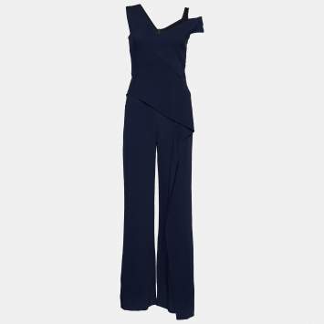 Pre Owned Roland Mouret Navy Blue Crepe  Jumpsuit 