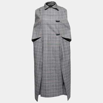 Pre Owned Roland Mouret Grey Checked Wool Merril Cape XS
