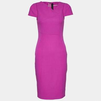 Pre Owned Roland Mouret Pink Wool Crepe Sheath Dress S