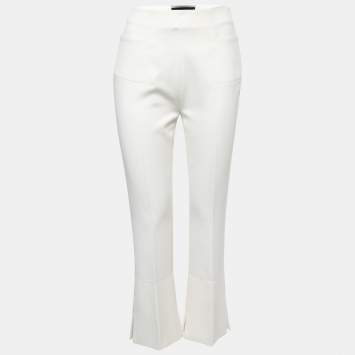 Pre Owned Roland Mouret White Crepe Flared Leg Trousers M