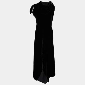 Pre Owned Roland Mouret Black Velvet Cutout Wren Draped Dress M