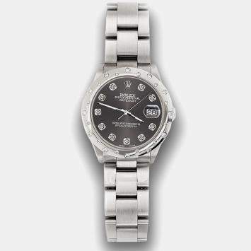 Rolex Custom Grey Diamond Stainless Steel Datejust 78240 Automatic Women's Wristwatch 31 mm
