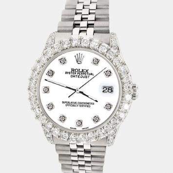Rolex Custom White 2.95ct Diamond Stainless Steel Datejust Automatic Women's Wristwatch 31 mm