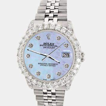 Rolex Custom /Purple MOP 2.95ct Diamond Stainless Steel Datejust Automatic Women's Wristwatch 31 mm