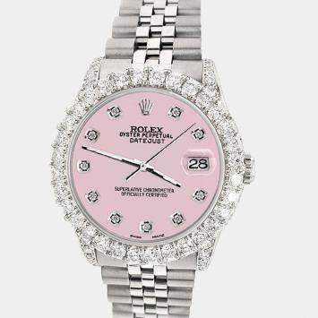 Rolex Custom Orchid Pink 2.95ct Diamond Stainless Steel Datejust Automatic Women's Wristwatch 31 mm