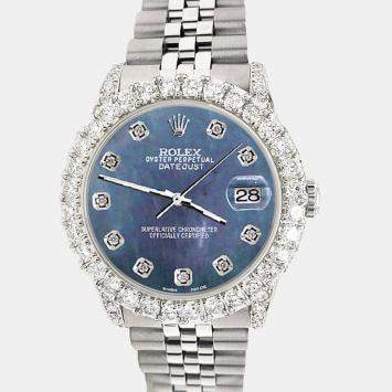 Rolex Custom Black 2.95ct Diamond Stainless Steel Datejust Automatic Women's Wristwatch 31 mm