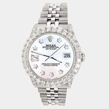 Rolex Custom White MOP 2.95ct Diamond Stainless Steel Datejust Automatic Women's Wristwatch 31 mm