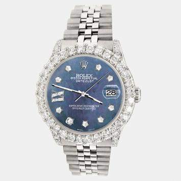 Rolex Custom Black 2.95ct Diamond Stainless Steel Datejust Automatic Women's Wristwatch 31 mm