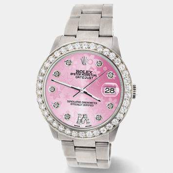 Rolex Custom Pink 1.62ct Diamond Stainless Steel Datejust Automatic Women's Wristwatch 31 mm