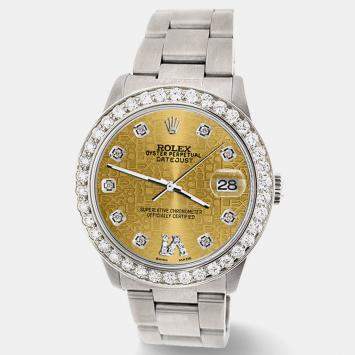 Rolex Custom Champagne 1.62ct Diamond Stainless Steel Datejust Automatic Women's Wristwatch 31 mm