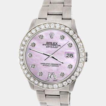 Rolex Custom Pink 1.62ct Diamond Stainless Steel Datejust Automatic Women's Wristwatch 31 mm
