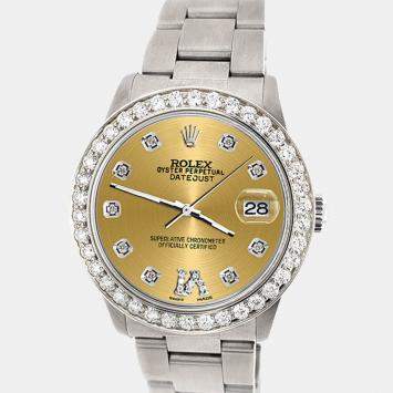 Rolex Custom Champagne 1.62ct Diamond Stainless Steel Datejust Automatic Women's Wristwatch 31 mm