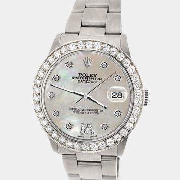 Rolex Custom Champagne MOP 1.62ct Diamond Stainless Steel Datejust Automatic Women's Wristwatch 31 mm