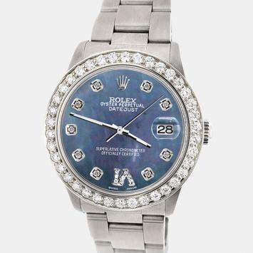 Rolex Custom Black 1.62ct Diamond Stainless Steel Datejust Automatic Women's Wristwatch 31 mm