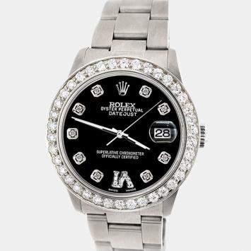 Rolex Custom Black 1.62ct Diamond Stainless Steel Datejust Automatic Women's Wristwatch 31 mm