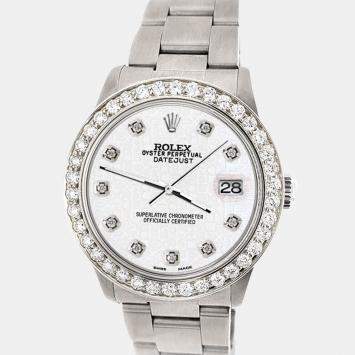 Rolex Custom White 1.62ct Diamond Stainless Steel Datejust Automatic Women's Wristwatch 31 mm