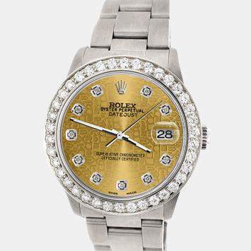 Rolex Custom Champagne 1.62ct Diamond Stainless Steel Datejust Automatic Women's Wristwatch 31 mm