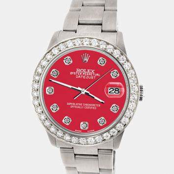 Rolex Custom Scarlet Red 1.62ct Diamond Stainless Steel Datejust Automatic Women's Wristwatch 31 mm