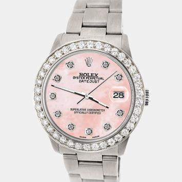 Rolex Custom Royal Pink MOP 1.62ct Diamond Stainless Steel Datejust Automatic Women's Wristwatch 31 mm