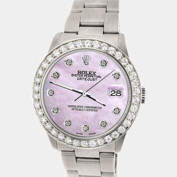 Rolex Custom Pink 1.62ct Diamond Stainless Steel Datejust Automatic Women's Wristwatch 31 mm
