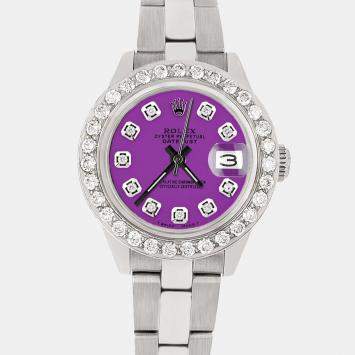 Rolex Custom Sangria 1.3CT Diamond Stainless Steel Datejust  Automatic Women's Wristwatch 26mm