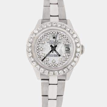 Rolex Custom White MOP 1.3CT Diamond Stainless Steel Datejust  Automatic Women's Wristwatch 26mm