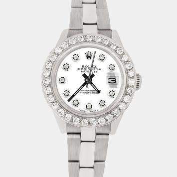 Rolex Custom White 1.3CT Diamond Stainless Steel Datejust  Automatic Women's Wristwatch 26mm